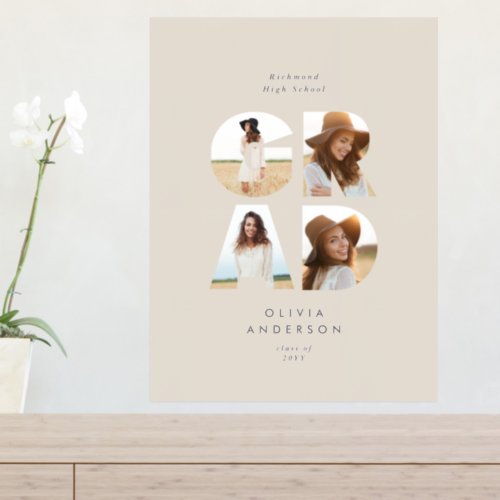 Graduation multi photo modern simple elegant foil  foil prints