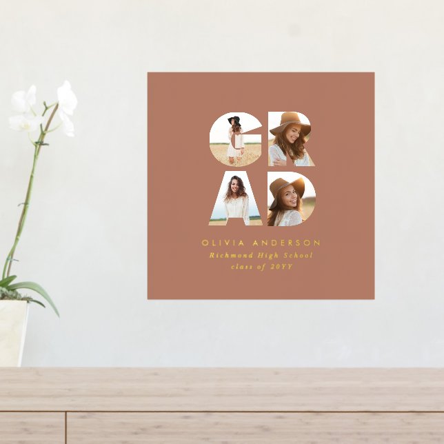 Graduation multi photo modern simple elegant foil  prints (In Situ (Entry Table))