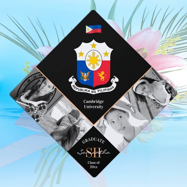Graduation multi photo & Philippines elegant   Graduation Cap Topper (Creator Uploaded)
