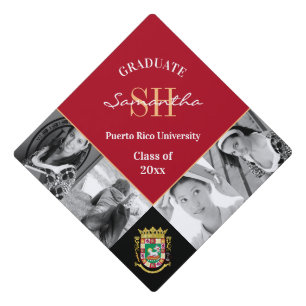 Graduation multi photo & Puerto Rico elegant Graduation Cap Topper