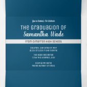 Graduation Multi Photo Simple Blue Confetti 2022 Tri-Fold Announcement (Inside Middle)