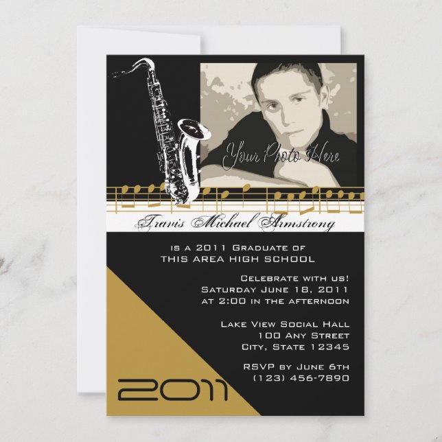 Graduation Music/ Saxophone Invitation (Front)