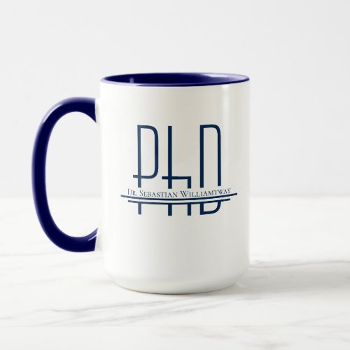 Graduation Name Blue PhD Mug