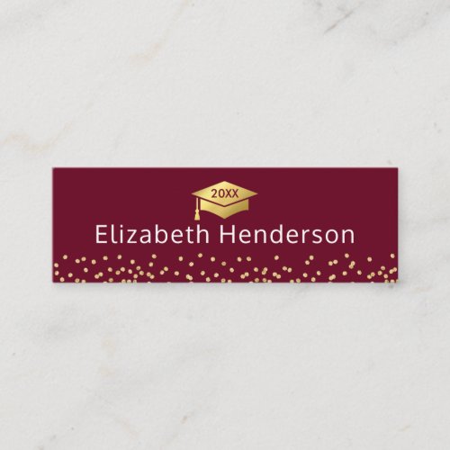 Graduation Name Card Burgundy Gold Glitter