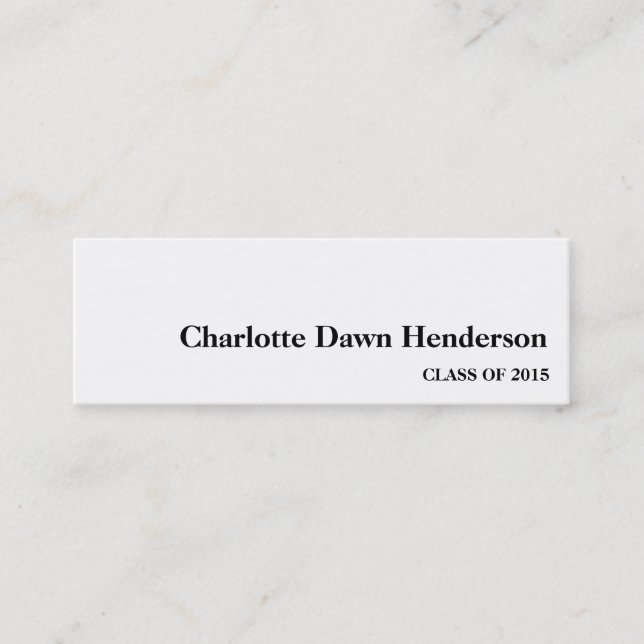 Graduation name card class year black white (Front)