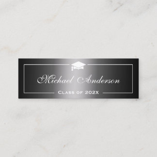 Graduation Name Card - Classic Black Grey Gradient