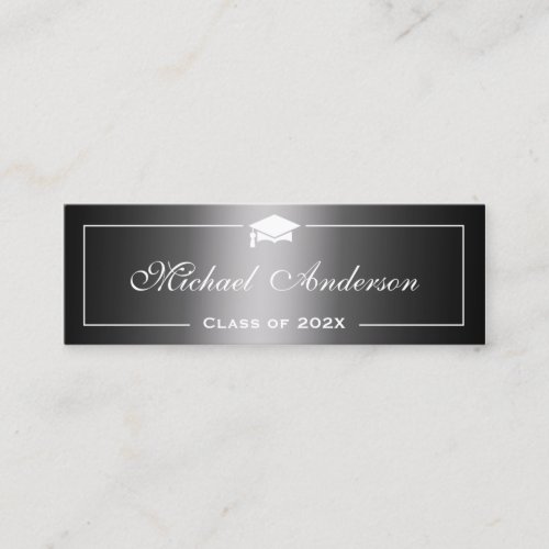 Graduation Name Card - Classic Black Grey Gradient Double-Sided Mini Business Cards (Pack Of 20)