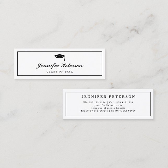 Graduation Name Card Classic Script Insert Card (Front/Back)