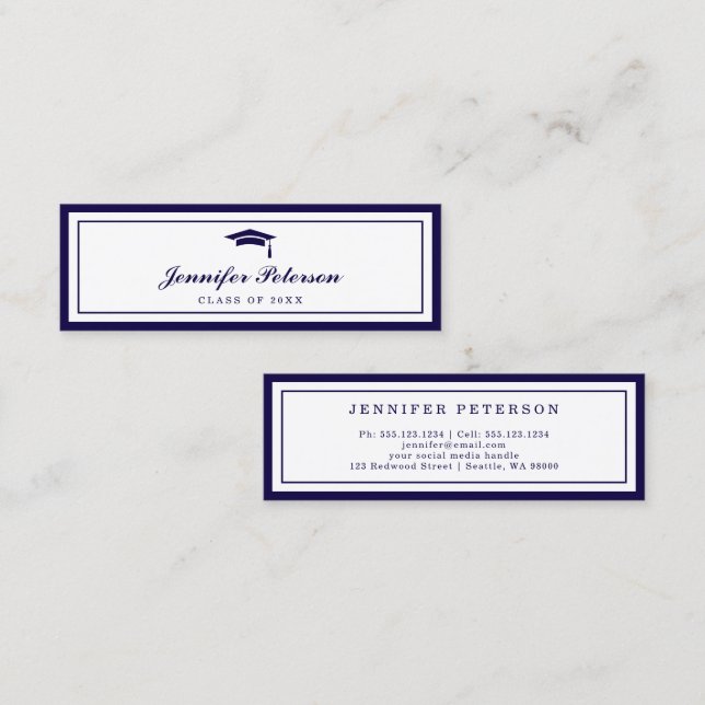 Graduation Name Card Classic Script Insert Card (Front/Back)