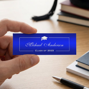 Graduation Name Card - Classy Plain Blue Gradient