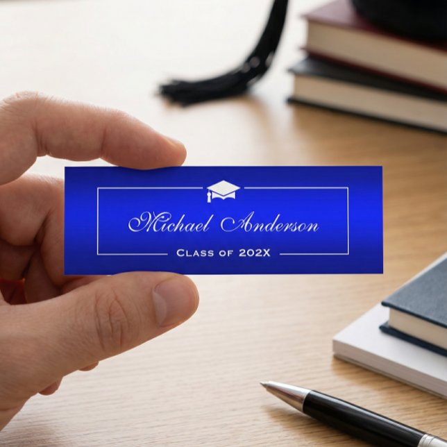 Graduation Name Card - Classy Plain Blue Gradient (Creator Uploaded)