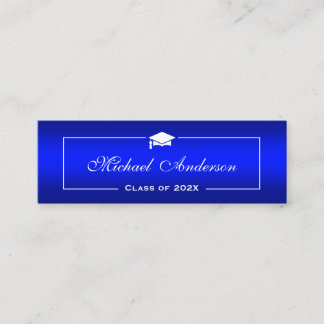 Graduation Name Card - Classy Plain Blue Gradient