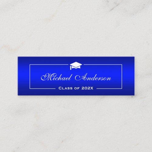 Graduation Name Card - Classy Plain Blue Gradient Double-Sided Mini Business Cards (Pack Of 20)