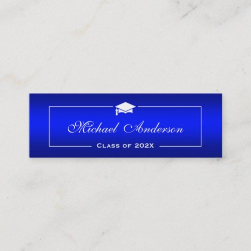 Graduation Name Card _ Classy Plain Blue Gradient