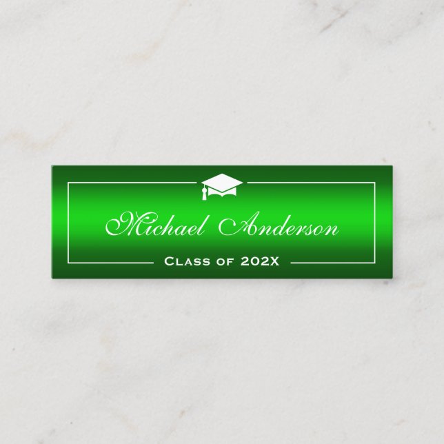 Graduation Name Card - Classy Plain Green Gradient (Front)
