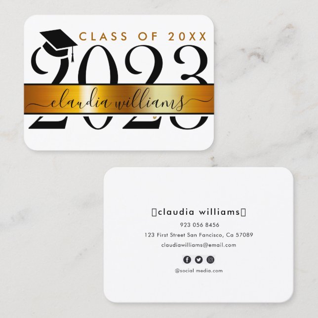 Graduation Name Card - Gold Classic Insert Card (Front/Back)