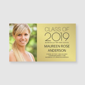 Graduation Name Card Gold Foil Grad Photo Contact by HolidayInk at Zazzle