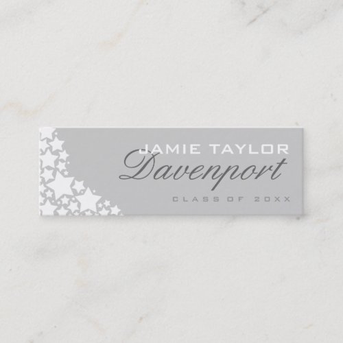 Graduation Name Card Light Grey White Stars Business Cards