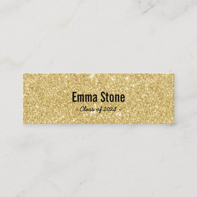 Graduation Name Card Modern Gold Glitter Insert (Front)