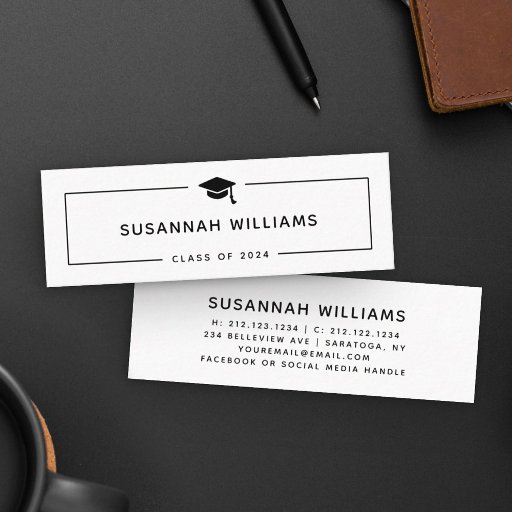 Customizable Graduation Name Card Modern Minimalist Insert 