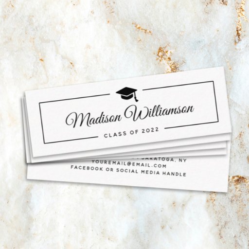 Customizable Graduation Name Card Modern Minimalist Script 