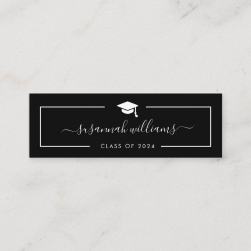 Graduation Name Card  Modern Script Black Card