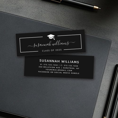 Graduation Name Card | Modern Script Black Card