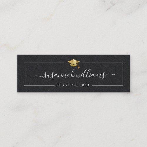 Graduation Name Card Modern Script Insert Gold Cap