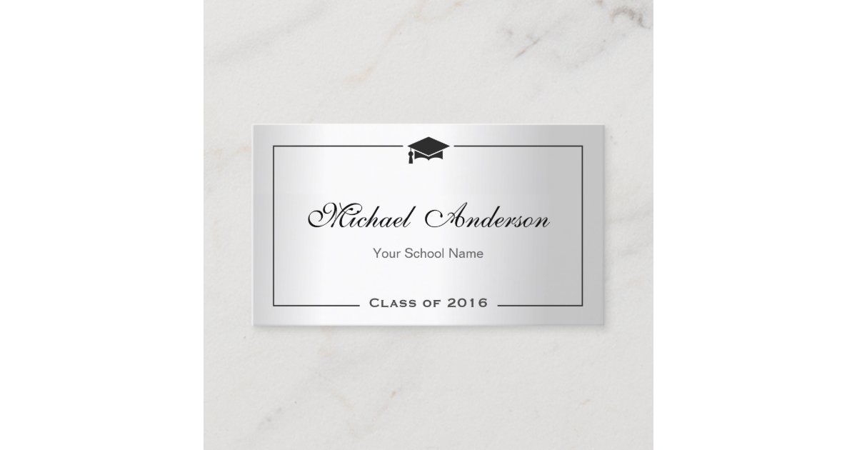 graduation-name-card-namecard-silver-metallic-look-zazzle