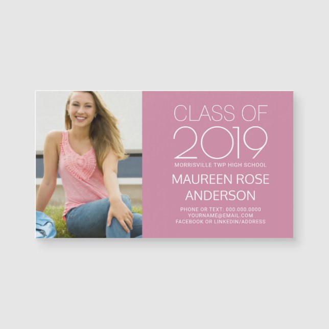 Graduation Name Card Photo Contact - Edit Colors (Front)
