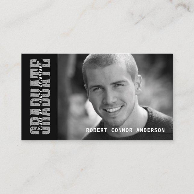 Graduation Name Card Photo - School Color Choice (Front)