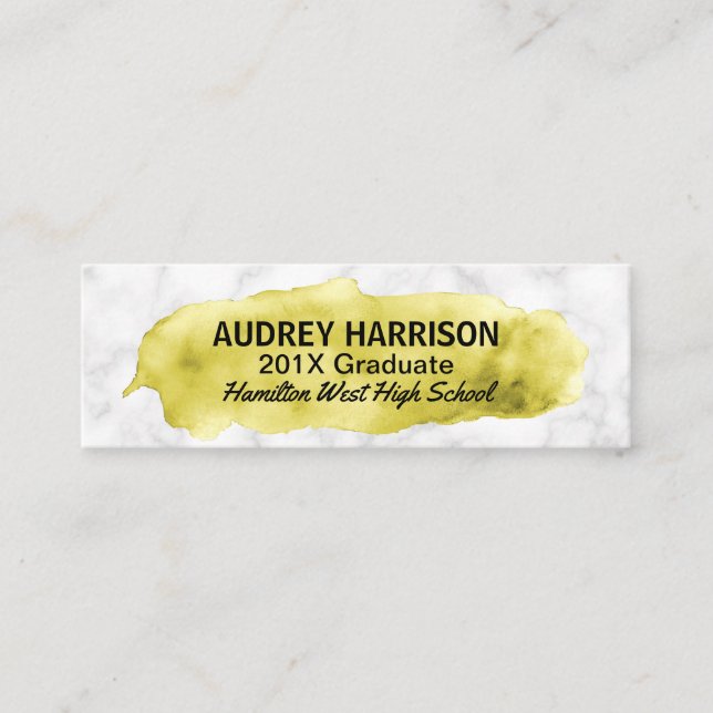 Graduation Name Card Senior Inserts Gold Marble (Front)