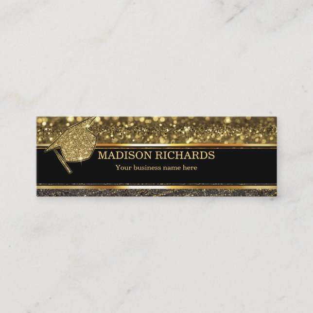 Graduation Name Card Senior Year Black and Gold (Front)