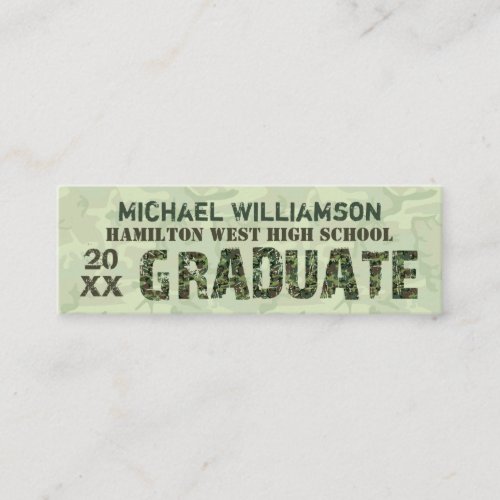 Graduation Name Card Senior Year Insert Camouflage