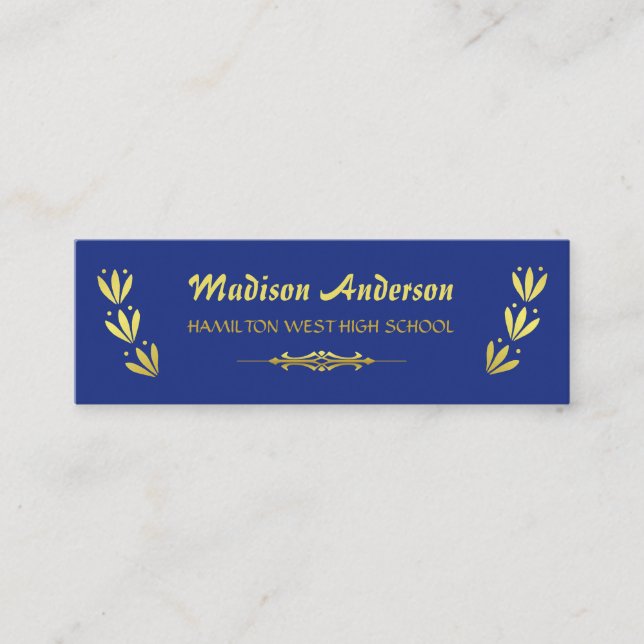 Graduation Name Card Senior Year Insert Gold Blue (Front)