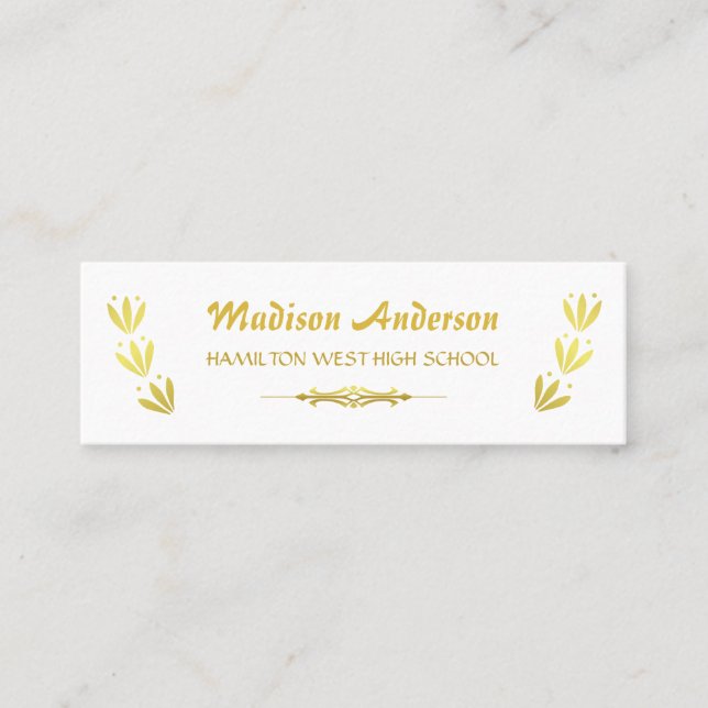 Graduation Name Card Senior Year Insert Gold White (Front)