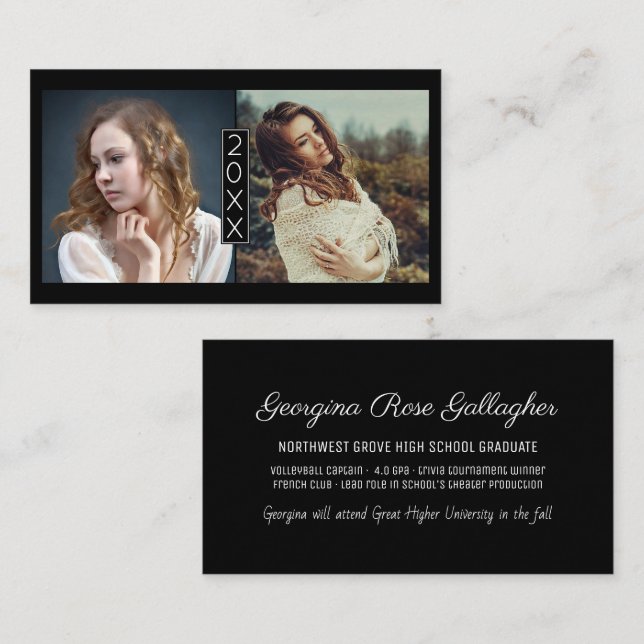 senior grad cards Graduation Name Card Year Inserts Photo Blk BLANK INSIDE grad card examples Senior Graduation