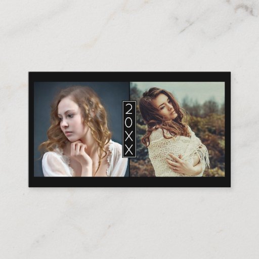 Customizable Graduation Name Card Senior Year Inserts Photo Blk