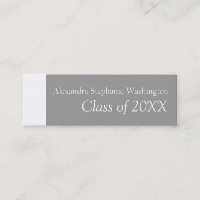 Graduation Name Card Set, White/Gray Keepsake (Front)