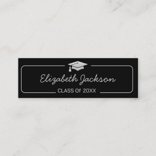 Graduation Name Card  Silver Glitter Insert Card