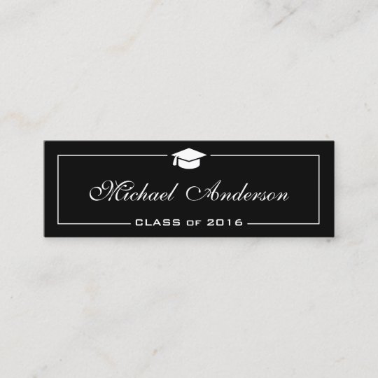 Graduation Name Card Stylish Black and White