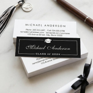 Graduation Name Card - Stylish Black and White