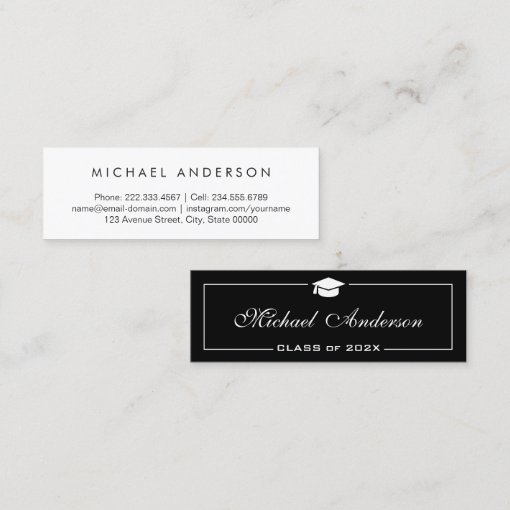 Graduation Name Card - Stylish Black and White | Zazzle