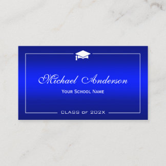 Graduation Name Card - Stylish Plain Blue Gradient