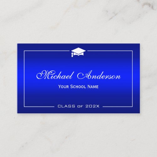 Graduation Name Card - Stylish Plain Blue Gradient Double-Sided Standard Business Cards (Pack Of 100)