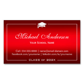 Graduation Name Card - Stylish Plain Red Gradient