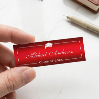 Graduation Name Card - Stylish Plain Red Gradient