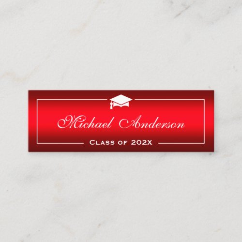 Graduation Name Card - Stylish Plain Red Gradient Double-Sided Mini Business Cards (Pack Of 20)