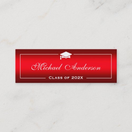 Graduation Name Card _ Stylish Plain Red Gradient