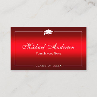 Graduation Name Card - Stylish Plain Red Gradient